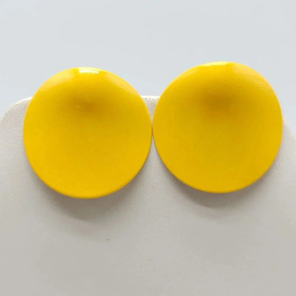 Avon Vintage 1986 Neon Brights Pierced Earrings Yellow Surgical Steel Posts - Picture 4 of 6